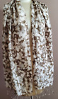 Banana Republic Scarf Wrap Shawl Beige Cream 100% Silk Floral Fringe 20" x 70"