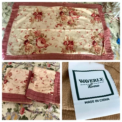 复古 80 年代 WAVERLY 家庭停产复古花卉棉枕套 尺寸 国王 — 第 1/4 张图片