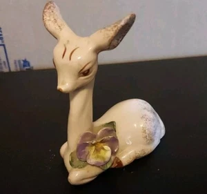 3" - Porcelain - MCM Style Deer Figurine - Slight Damage - Light Pink - Picture 1 of 7