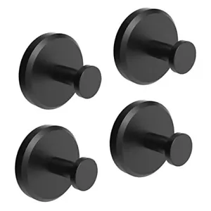 Suction Cup Hooks for Shower, Bathroom, Kitchen, Glass Door, 4 Matte Black - Picture 1 of 7