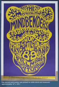1968 Poster 1967 The Mindbenders ( British ) Wes Wilson Filmore Auditorium - Picture 1 of 3