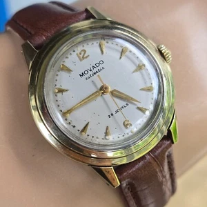 Vintage MOVADO men's automatic watch 431A 28Jewels 14K solid gold bezel 1960s - Picture 1 of 22