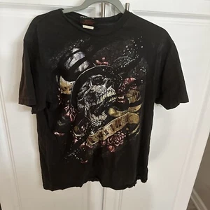 Miami Ink Skull Top Hat Roses Tattoo Art 2008 T Shirt Large  Black Goth - Picture 1 of 4