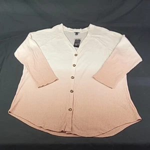 Torrid Damen Rouge Dip-Dye gebürstet Waffelmuster Strick Knopfleiste Pullover Größe 3X Neu mit Etikett - Bild 1 von 14