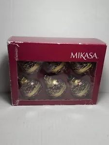6er Set Mikasa klassische rote und goldene Glasornament Platzkartenhalter - Bild 1 von 9