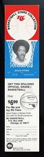 1978-79 RC Cola Julius Erving Hang Card No Tab Hole Basketball Stars Collection