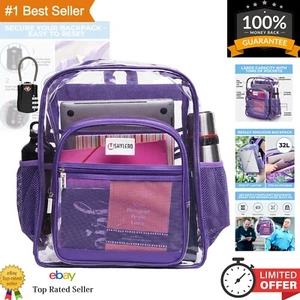 Transparent Purple Clear Backpack - 32L Heavy Duty & Travel-Friendly Design - Picture 1 of 11
