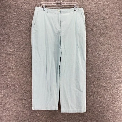 Orvis Pants Women 14 Blue Plaid High Rise Flat Front Wide Leg Cotton Pockets - Image 1 of 4