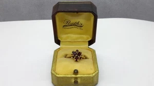 Vintage Garnet Cluster Flower Statement Ladies Ring 14K Yellow Gold - Picture 1 of 6