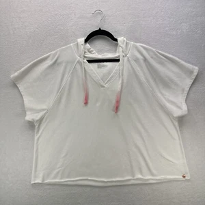 Livi Active Hoodie Sweatshirt Womens Plus 22/24 White Raglan Short Sleeve Cutoff - Picture 1 of 11