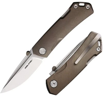 Real Steel Luna Maius Folding Knife 3" N690 Steel Blade Bronze Titanium Handle - Image 1 of 3