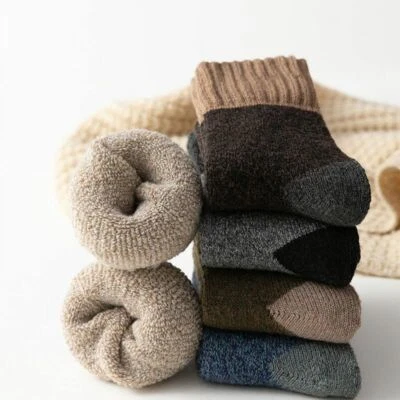 Paquete de 5 calcetines deportivos informales lisos cómodos gruesos cálidos de lana cachemir para hombre Foto 1 de 4