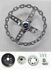 75-77 Bronco 70-77 F100 F150 F250 F350 11" Chrome Chain Steering Wheel - Picture 1 of 7