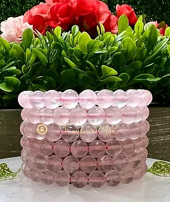 Venta al por mayor 6 piezas pulsera elástica curativa cristal cuarzo rosa natural 8 mm 7,5” Foto 1 de 4