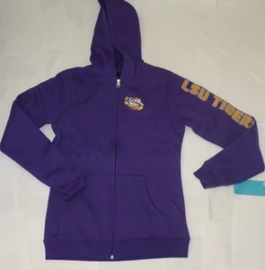 NEW NCAA LSU Tigers Full Zip Hoodie Hooded Sweatshirt Girls Youth L 14 NWT - Picture 1 of 1