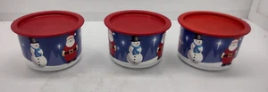 3 Tupperware contenitore One Touch Babbo Natale e Babbo Natale #2709A con coperchio rosso #2419A - Foto 1 di 10