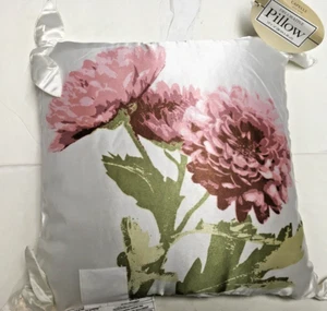 Capelli New York Square Satin Flowery Decorative Square Pillow 14"x 14" NIP - Picture 1 of 4
