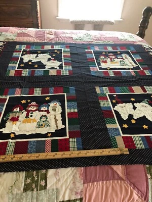 Vintage Leslie Beck "Santa & Snow People" Pre-printed V.I.P. Fabric Pillow Panel - Image 1 of 3