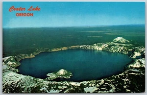Postcard Oregon Crater Lake Wizard Island OR Aerial View Mt Mazuma - Picture 1 of 2