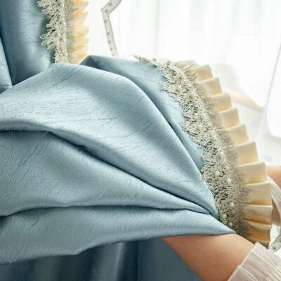 Cenefa cortina apagón tela alta precisión azul europeo de alta calidad C1237 Foto 1 de 4