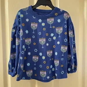 T-shirt Chaser Hanukkah Time maglietta manica lunga Menorah blu ragazza taglia 4 nuova con etichetta - Foto 1 di 11