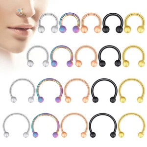 5-50pcs 16G Surgical Steel Nose Septum Rings Frosted Horseshoe Cartilage Hoops - Picture 1 of 15