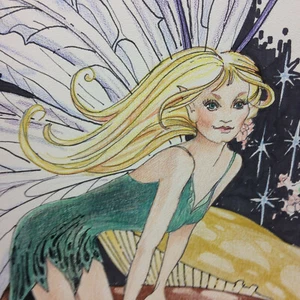 Fairy Drawing Art Signed MM Winged  - Picture 1 of 9
