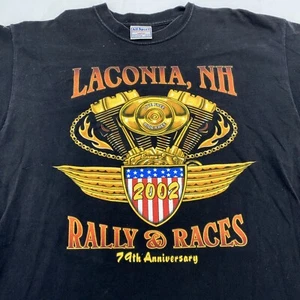 vintage 2002 LACONIA NEW HAMPSHIRE BIKER RALLY & RACES T-Shirt MEDIUM motorcycle - Picture 1 of 8