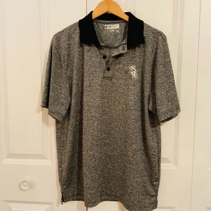 MLB Chicago White Sox Black Grey Short Sleeve Polo Shirt XL Genuine Merchandise - Picture 1 of 7