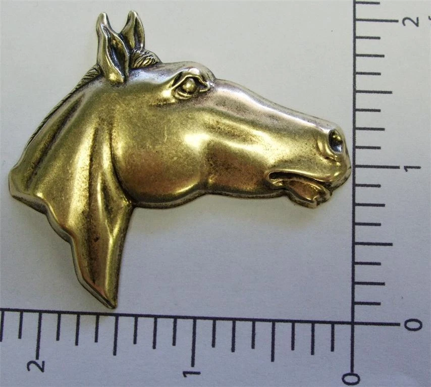 40113 Hallazgo de joyería cabeza de caballo grande oxidado de latón Foto 1 de 1