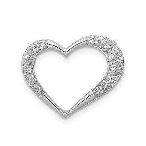 Sterling Silver Rhodium Plated Diamond Fancy Oblong Heart Slide Pendant 0.05 Ct. - Picture 1 of 2