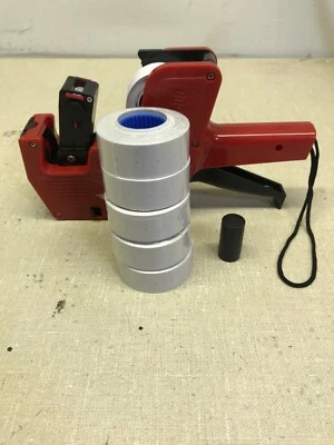 MX-5500 8 digits Price Tag Gun Labeler 5 White rolls 5x1200 labels &1 ink roller - Image 1 of 2