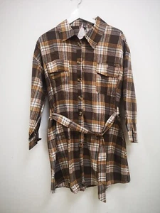 ISIF BROWN CHECKED SHIRT DRESS WITH BELT - Picture 1 of 1