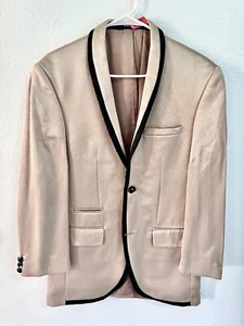 MENS FORMAL/TUXEDO JACKET 36”W PANTS 32” INSEAM 🥂CHAMPAGNE COLOR W BLACK TRIM - Picture 1 of 23