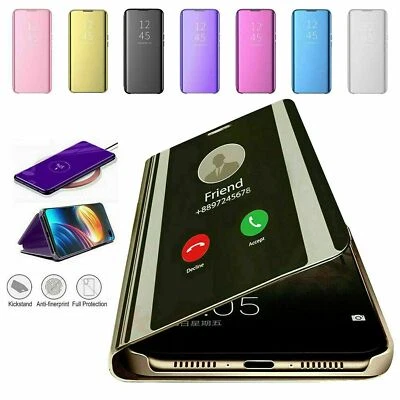 Luxury Flip Clear View Mirror Cover Case For S8 S9 S10 S20 S21 Ultra Note 10 20 - Image 1 of 4