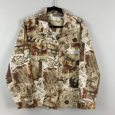 Chicos Jacket Button Front Jacket Size 3 US XL Art to Wear Printed - Image 1 of 4