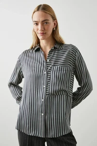 RAILS Aspen Stripe Button-Down Silk Satin Spencer Shirt Sz Small MSRP $298 - Picture 1 of 7