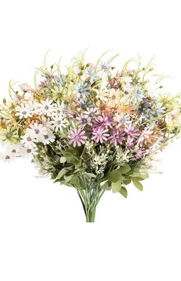 6 pacotes de flores silvestres artificiais – buquês de margaridas de seda, decoração para casa e ao ar livre - Imagem 1 de 4