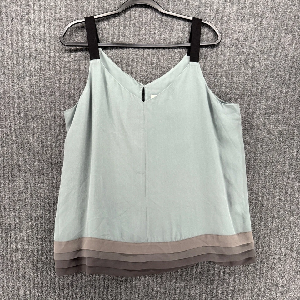 Top Banana Republic para mujer XL 100 % seda azul gris cuadrado informal en capas clásico Foto 1 de 4
