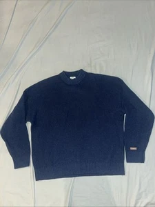 Maglione donna Lunya accogliente misto cotone seta finto collo maglia blu taglia L/XL - Foto 1 di 10