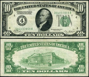 FR. 2000 D $10 1928 Federal Reserve Note Cleveland D-A Block VF+ - Picture 1 of 3