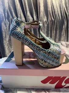 Jeffrey Campbell Size 5 “Foxy Fab” blue and purple tie dye Mary Jane platforms - Picture 1 of 20