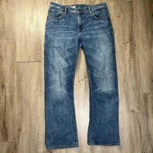 Pantalones de mezclilla GAP Bootcut para hombre 34x32 lavado medio azul desteñido 100 % algodón mármol - Imagen 1 de 7