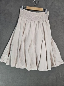 Moda International Leinen Midi Rock Boho Dust Pink Rüschen Small Lagenlook  - Bild 1 von 6