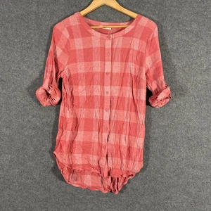 Regatta Top Womens 16 Red Shirt Blouse Button Up Tunic Linen Career Office City - Foto 1 di 11