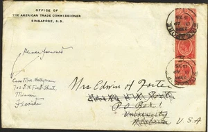 Singapore to US GV 6c x3 AMERICAN TRADE COMMISSIONER Stationery 1935 Free Ship - Picture 1 of 1