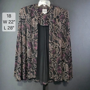Vintage R & M Richards Blazer Jacket Womens Plus 18 Black Metallic Floral 90s - Picture 1 of 5
