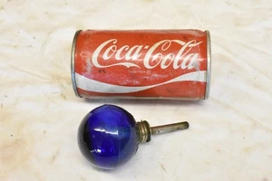 Antique Jewelers Dentist Round Oil Lamp Cobalt Blue Glass Metal Wick 1893 - Picture 1 of 5