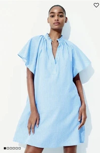 Vestido H&M Muselina Azul Blanco Rayas Talla Pequeña - Imagen 1 de 8