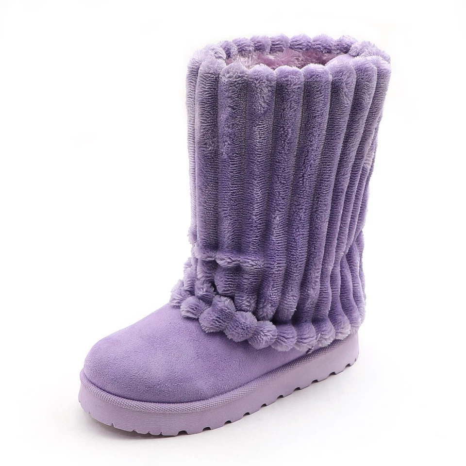 Botas difusas de invierno Lurnyet para mujer forradas de piel sintética suela de 1,2 pulgadas pantorrilla alta Foto 1 de 1